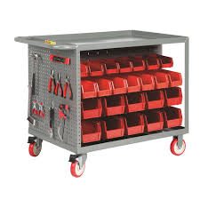 Bin cart with pegboard tool storage Bin cart with pegboard tool storage